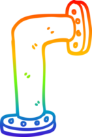 rainbow gradient line drawing of a cartoon water pipe png