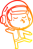 warm gradient line drawing of a cartoon confident astronaut png