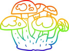 arco iris degradado línea dibujo de un dibujos animados hongos png