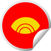 circular peeling sticker cartoon of a eye looking down png