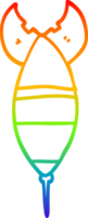 rainbow gradient line drawing of a cartoon rocket png