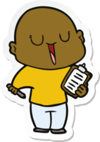 sticker of a happy cartoon bald man png