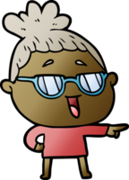 cartoon happy woman wearing spectacles png