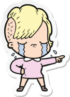 sticker of a cartoon crying girl png