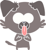 flat color style cartoon dog with tongue sticking out png