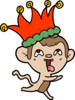 louco desenho animado macaco vestindo bobo da corte chapéu png