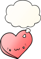Karikatur Liebe Herz mit Gesicht mit habe gedacht Blase im glatt Gradient Stil png