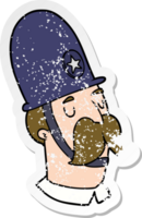 distressed sticker of a cartoon policeman with mustache png