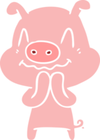 porco de desenho animado de estilo de cor plana nervoso png