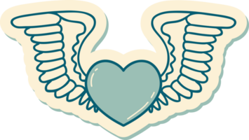 sticker van tatoeëren in traditioneel stijl van een hart met Vleugels png