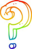 rainbow gradient line drawing of a cartoon question mark png