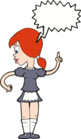 cartoon waitress calling order with speech bubble png