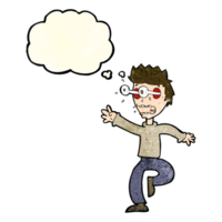 cartoon terrified man with eyes popping out with thought bubble png