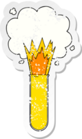 distressed sticker of a cartoon exploding chemicals in test tube png