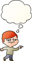 cartoon angry man pointing with thought bubble in smooth gradient style png