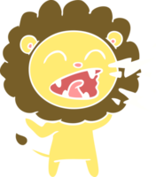 lion rugissant de dessin animé de style plat couleur png