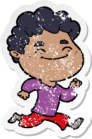 distressed sticker of a cartoon friendly man png