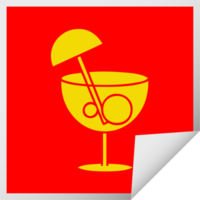 square peeling sticker cartoon of a fancy cocktail png