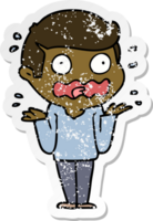 distressed sticker of a cartoon man totally stressed out png