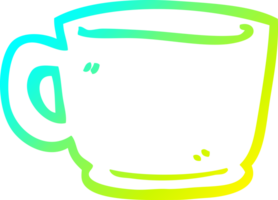 cold gradient line drawing of a cartoon tea cup png