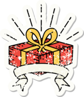 versleten oud sticker van een tatoeëren stijl Kerstmis Cadeau png