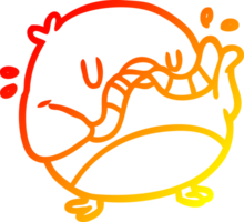 warm gradient line drawing of a bird eating worm png