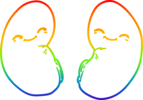 rainbow gradient line drawing of a cartoon kidneys png