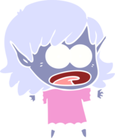 flat color style cartoon shocked elf girl png