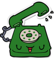 distressed sticker of a cute cartoon telephone png