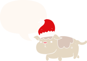 cute christmas dog with speech bubble in retro style png