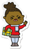 sticker of a cartoon angry woman png