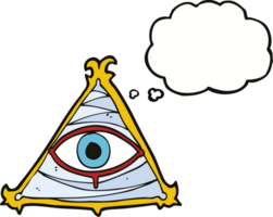 símbolo de ojo místico de dibujos animados con burbuja de pensamiento png
