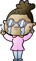 cartoon crying woman wearing spectacles png