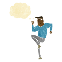 cartoon man jogging on spot with thought bubble png