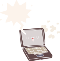 cartoon computer and speech bubble in retro style png