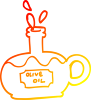 botella de dibujos animados de dibujo de línea de gradiente cálido de aceite de oliva png