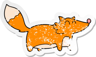 distressed sticker of a fat cartoon fox png