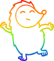 rainbow gradient line drawing cartoon dancing hedgehog png