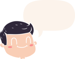 Cartoon männliches Gesicht und Sprechblase im Retro-Stil png