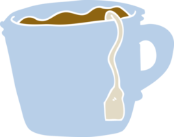 tasse de thé chaude de dessin animé de style plat couleur png