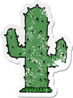 distressed sticker of a cartoon cactus png