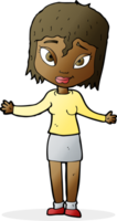 cartoon woman shrugging shoulders png