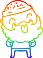 rainbow gradient line drawing man with beard sticking out tongue png