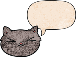 happy cartoon cat and speech bubble in retro texture style png