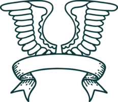 tattoo with banner of a wing png