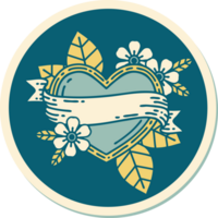 tattoo style sticker of a heart and banner png