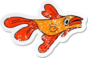 distressed sticker of a cartoon fighting fish png