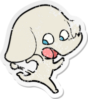 distressed sticker of a cute cartoon elephant png