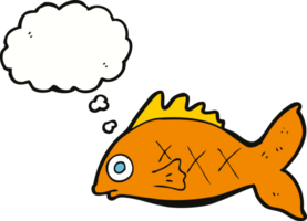 poisson dessin animé avec bulle de pensée png