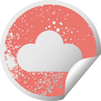 símbolo de pegatina de peeling circular angustiado nube blanca png